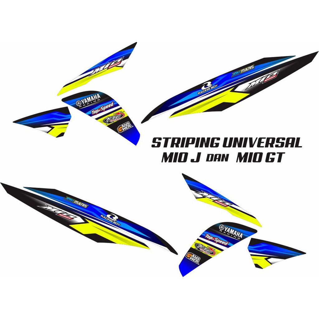 VARIASI STICKER STRIPING VARIASI YAMAHA MIO J/MIO GT POLETBIRU HIJAU SIMPLE POLET STIKER