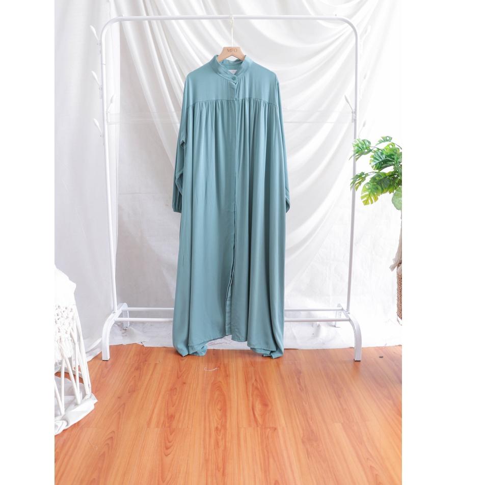 Bagus Banget.. Mallafashionofficial Zovian Midi Dress Wanita Long Tunik Full Kancing Rayon Premium T