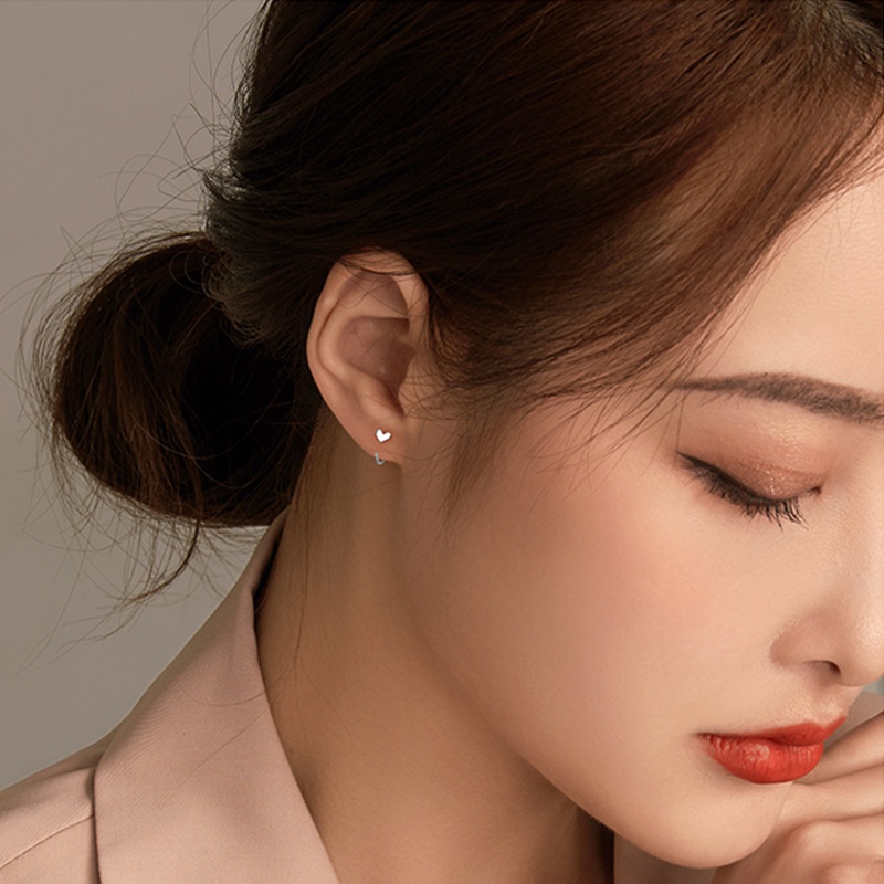 Anting Sterling Silver S999 Bentuk Hati Gaya Korea Untuk Wanita