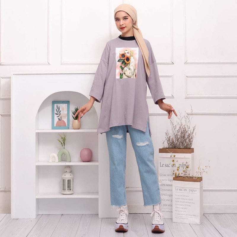 KAOS OVERSIZED COMBED DTF JUMBO MOTIF GIRL MUSLIMAH COTTON COMBED 30S BIGSIZE XXL MURAH GROSIR MODELLANO