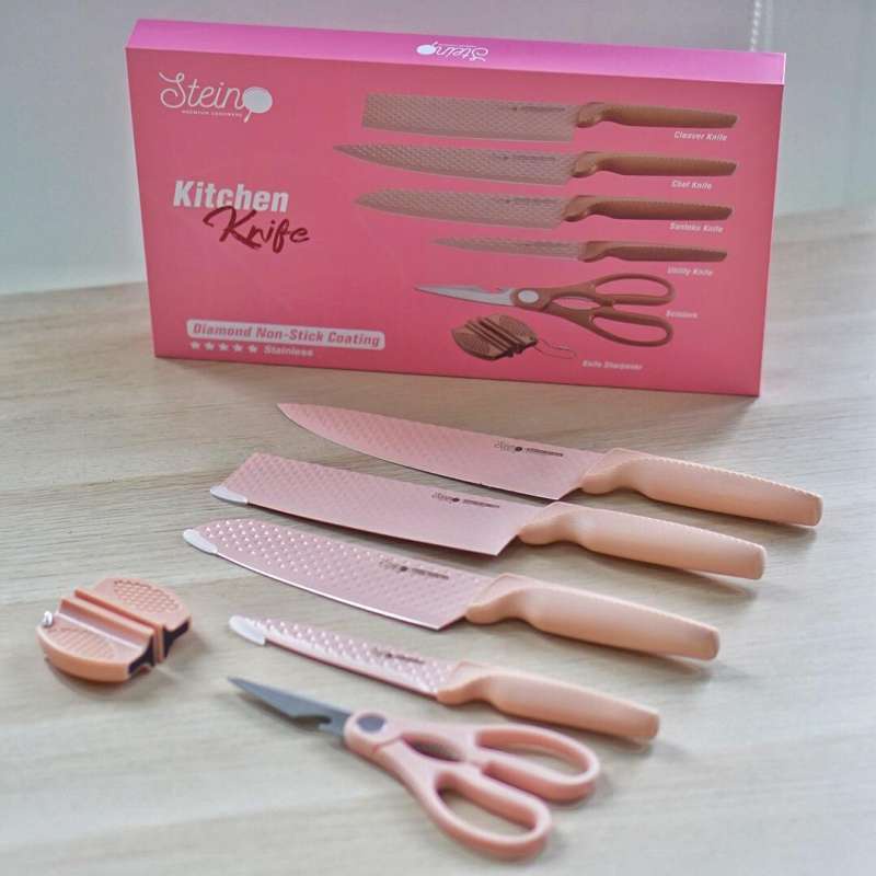 Stein Cookware Diamond Knive Set Pisau 6pcs - Pink