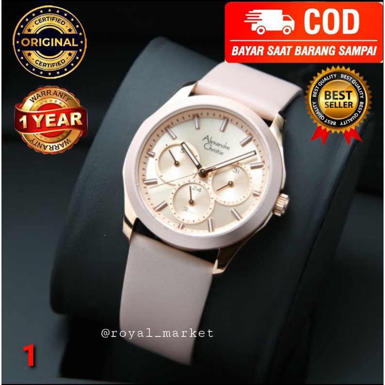 [PILIHAN WARNA LAIN DIGESER FOTONYA] ORI JAM TANGAN WANITA ALEXANDRE CHRISTIE KULIT STRAP ARLOJI WAT