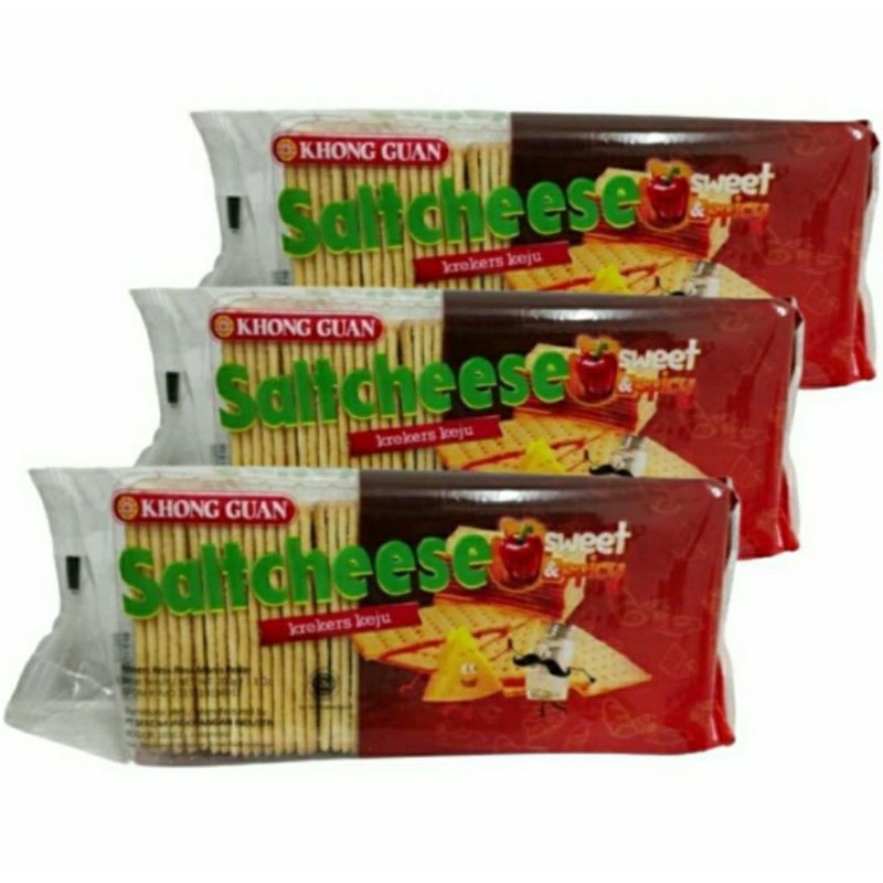 

Khong Guan Saltcheese Crackes Biskuit Keju Sweet & Spicy 200Gr 3 Pcs