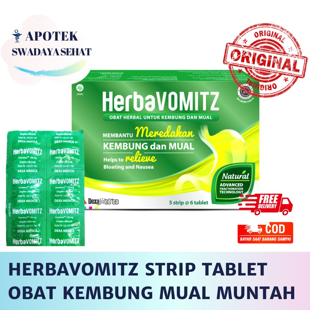 HERBAVOMITZ Strip Tablet - Obat Kembung Mual Muntah Sakit Asam Lambung Herba Vomit