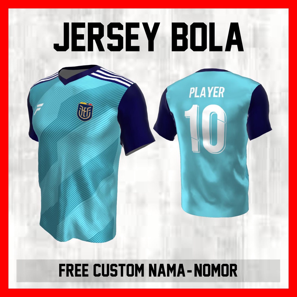 Kaos Bola Jersey Ekuador Timnas Negara Garis Bahu Baju Custom Nama dan Nomor Punggung - 45