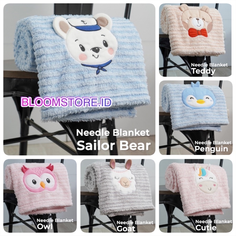 KINTAKUN Cuit Selimut Bayi Needle 76 x 102 cm 76cm x 102cm 76x102 cm 76 x 102 cmBaby Blanket Lembut Anak Import Impor Tanpa Topi Karakter Hewan Lucu Bona Tiger Sailor Cutie Deer Owl Teddy Panda Penguin Goat Lion