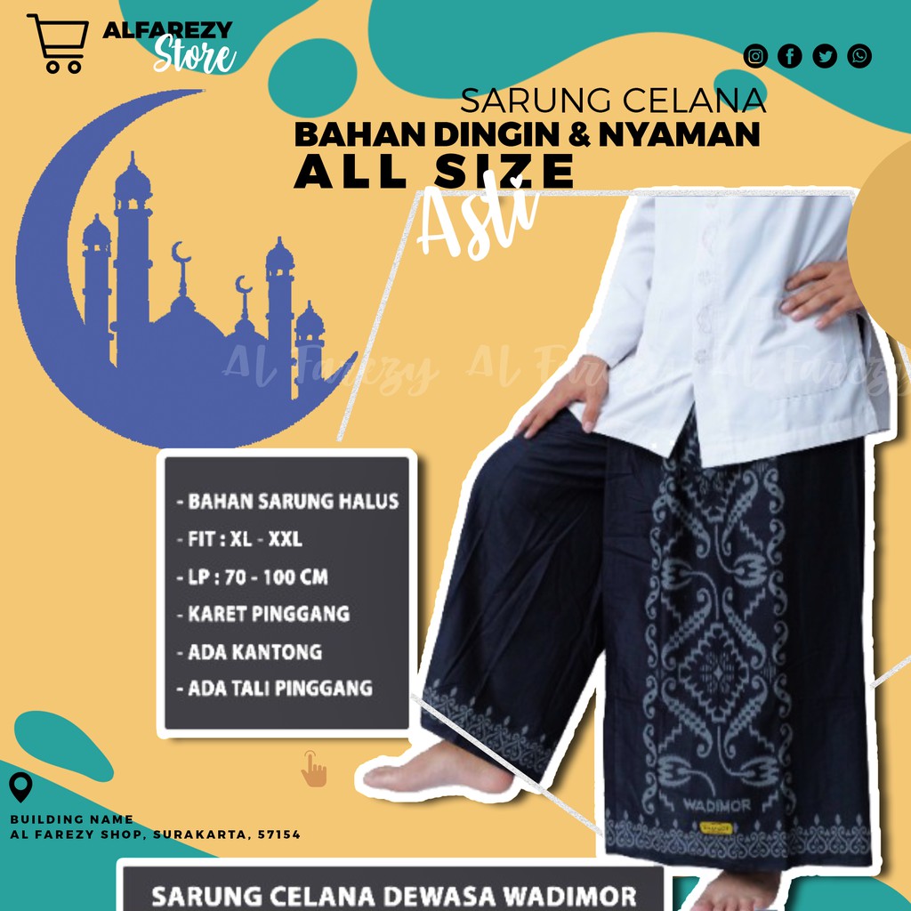 sarung celana Celana Sarung WADIMOR Bali Motif Kembang Hitam Merah Coklat Biru Hijau asli Murah II