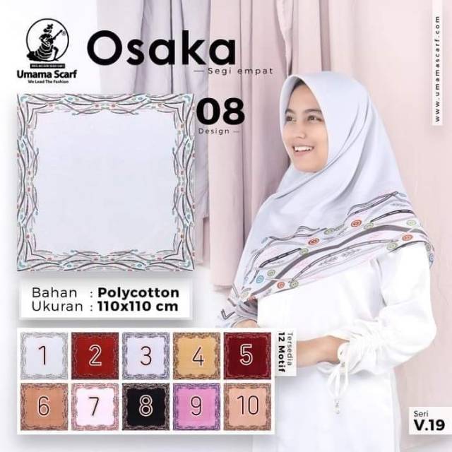 Jilbab Hijab Scarf segiempat motif Umama Osaka Voal Silk Velvet Bursa