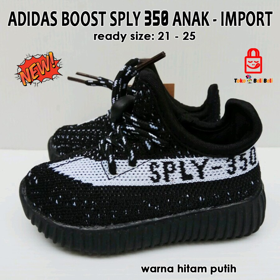 adidas yeezy sply 350 anak import - hitam putih / sepatu anak adidas