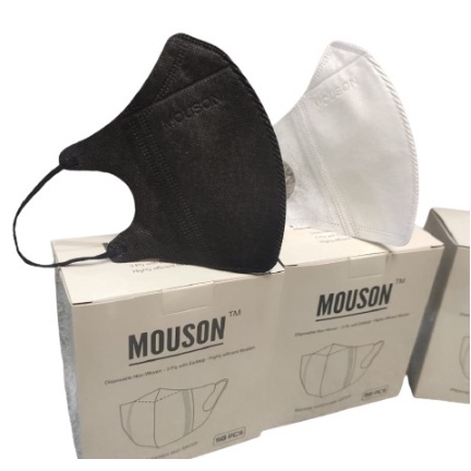 Masker Duckbill Duckbil 50 Pcs Hitam Putih Mouson 4 Ply