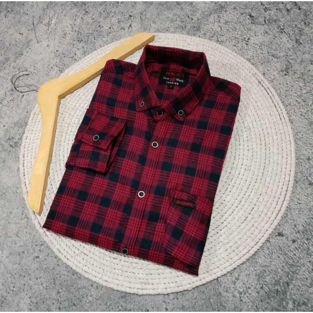 Kemeja flanel pria lengan panjang atasan wanita import kemeja flanel baju wanita terbaru kekinian-F2