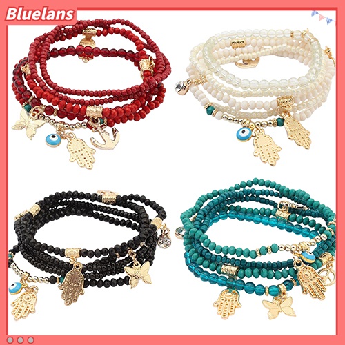 Gelang Multilayer Desain Hamsa Fatima Hand Butterfly Anchor Eye Untuk Wanita