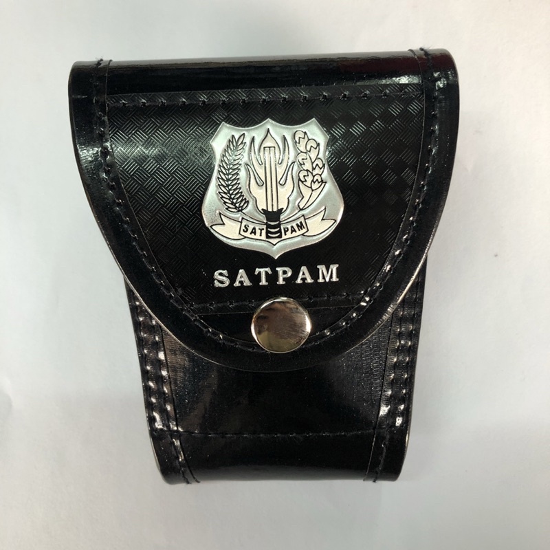 Tempat Borgol Kulit Sintetis Logo Satpam - Sarung borgol Satpam kulit Sintetis - Tempat Borgol Kulit