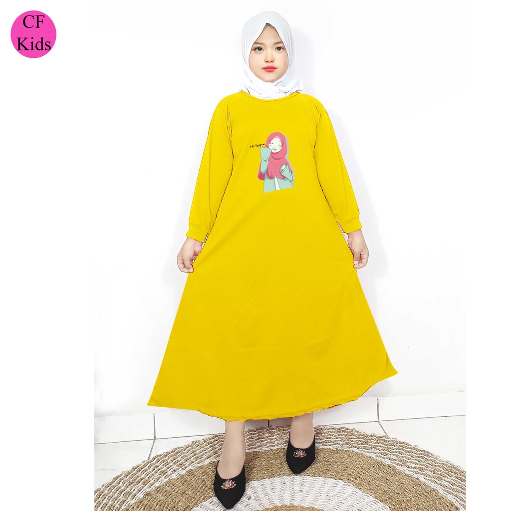 Gamis Anak Perempuan DTF Print Be Happy CKids