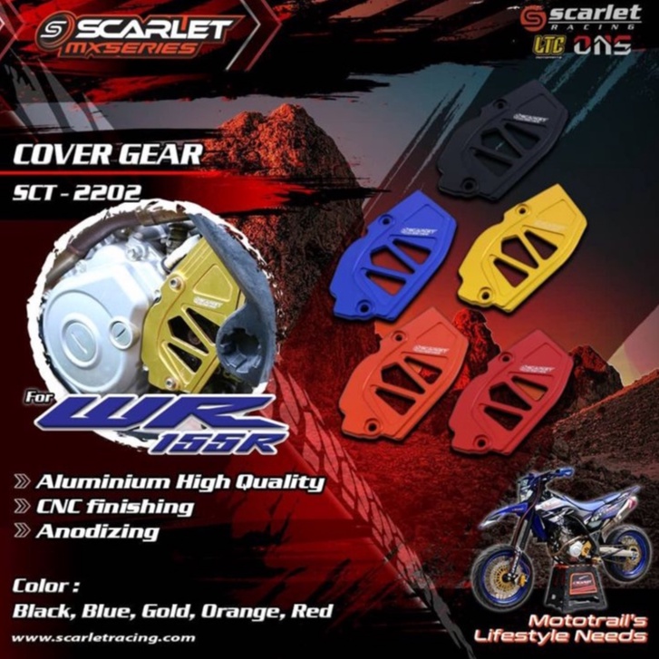 COVER TUTUP GEAR DEPAN FULL CNC KLX 150 KLX 230 CRF 150 L WR 155 SCARLET RACING