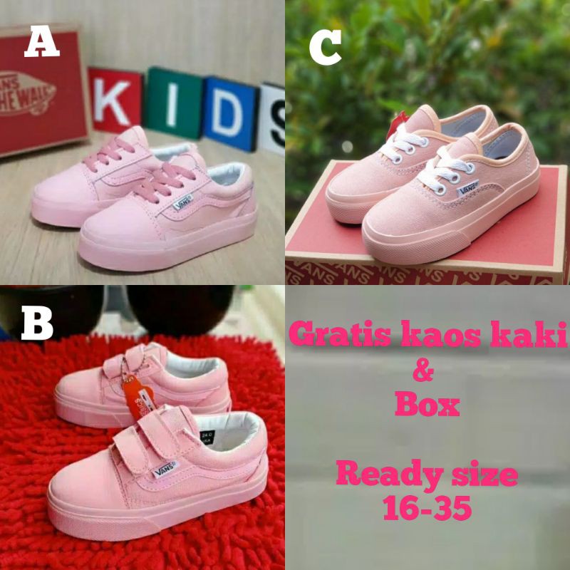 SEPATU SNEAKER ANAK PEREMPUAN / SEPATU VANS OLD SKOOL ANAK WARNA FULL PING