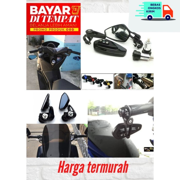 COD Spion Jalu Lipat Bar End Oval Cnc Universal Motogp - Hitam