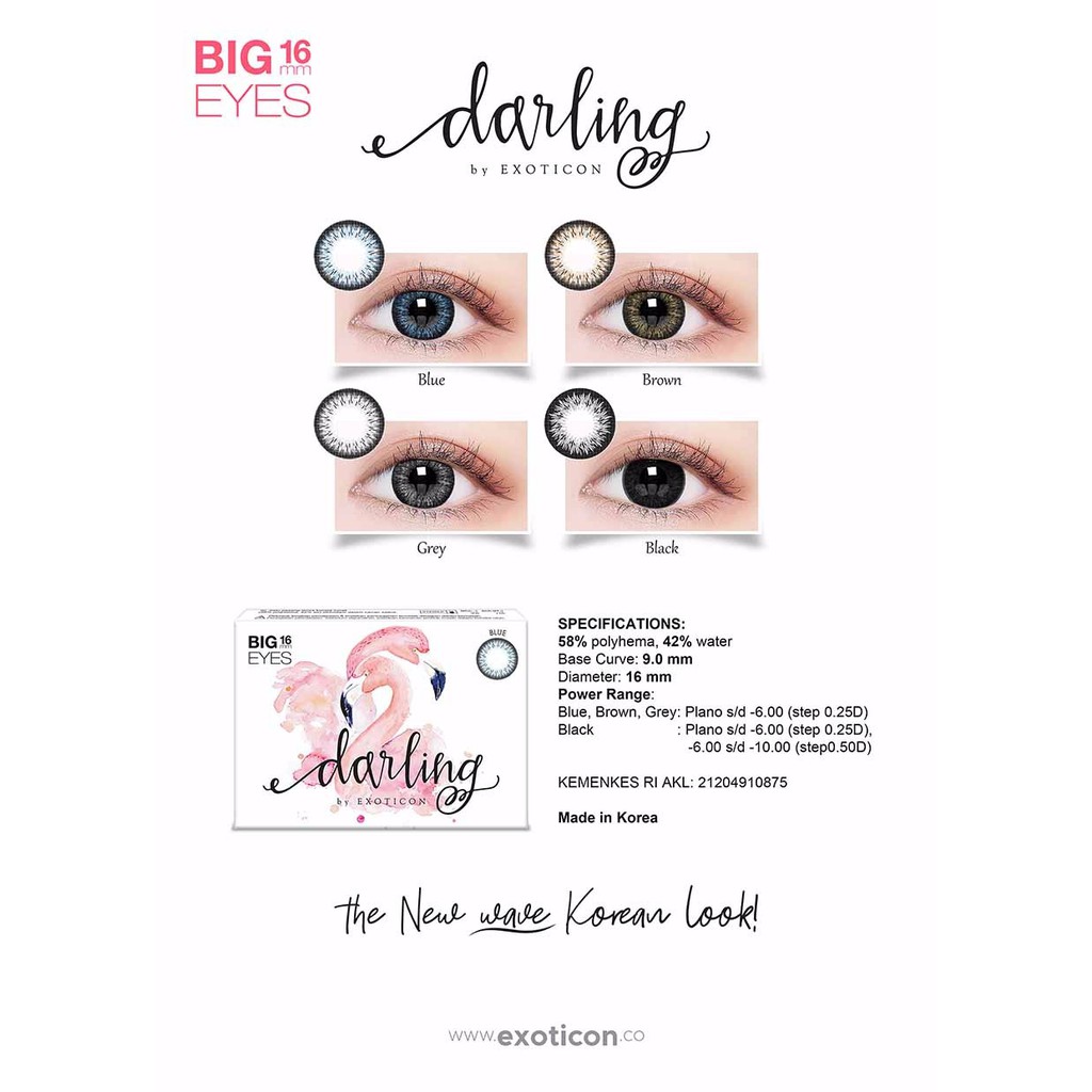 Softlens X2 DARLING Minus 3.25 - 6.00 Dia 16MM / FREE LENSCASE - KASIMURA