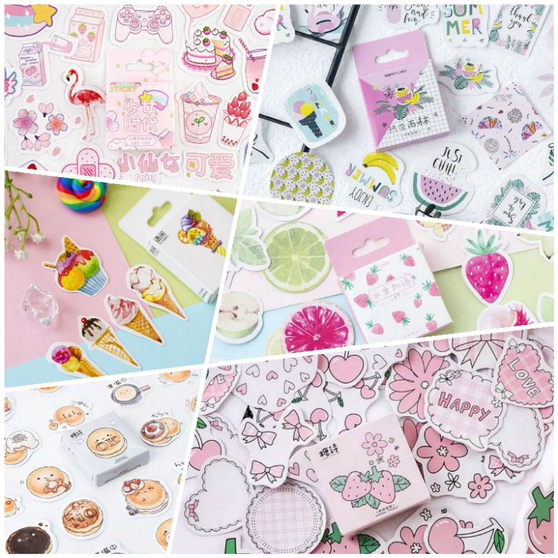 

46PCS Sticker Deco Tema Buah Dan Makanan Scrapbook DIY Bujo Planner Diary