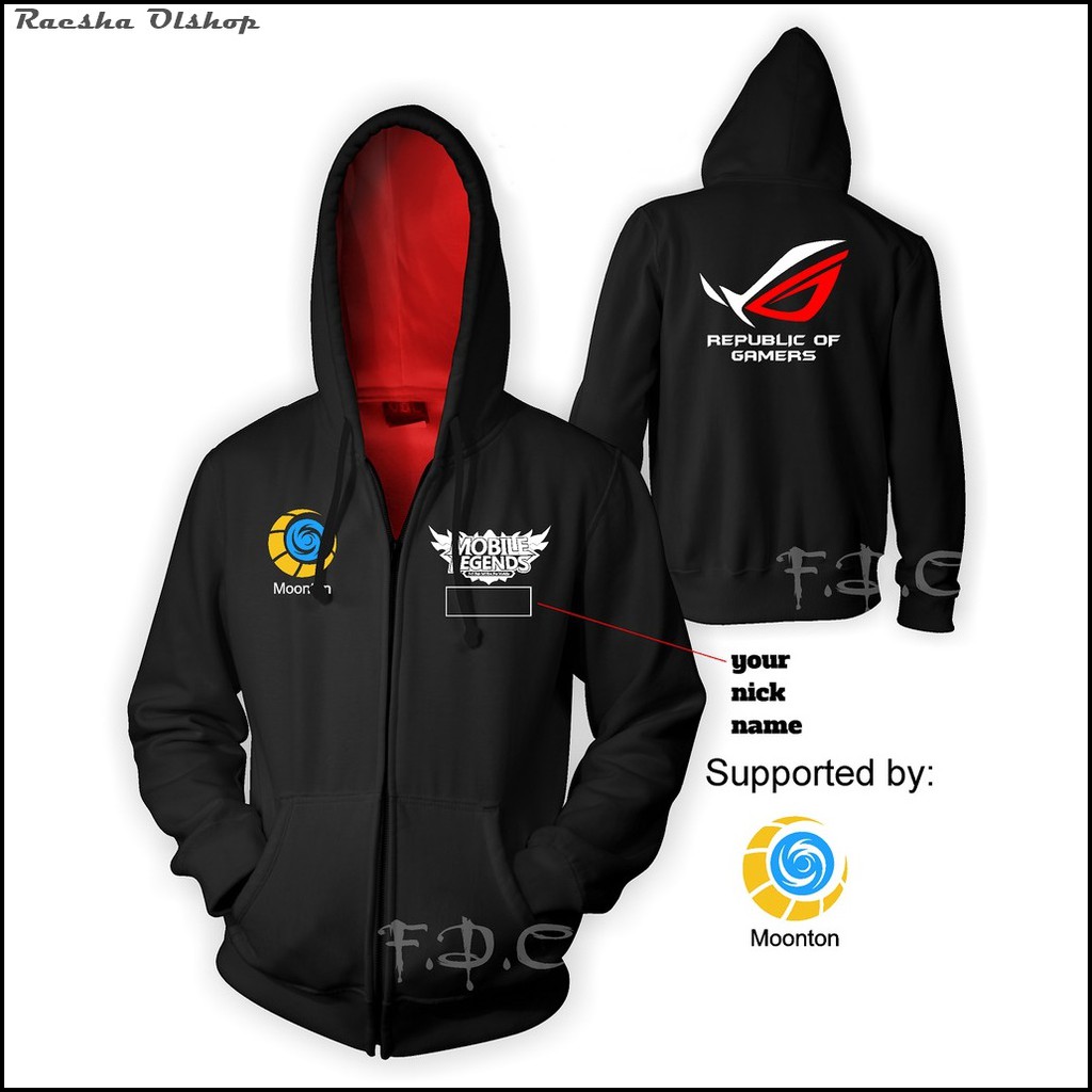 Jaket MOBILE LEGENDS Republik Of Gamers Zipper Hitam All Size/Big size M L XL XXL XXXL XXXXL XXXXXL