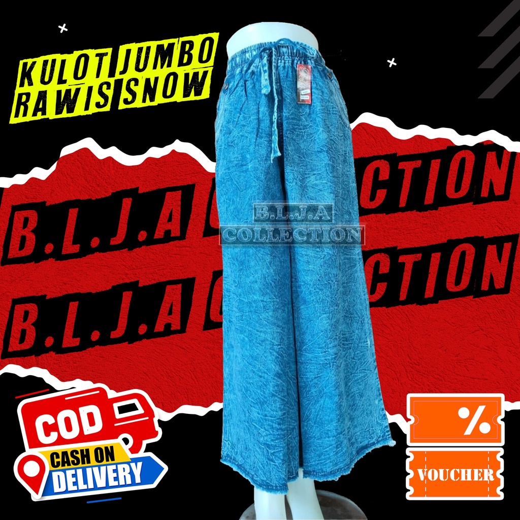 KULOT JUMBO RAWIS SNOW l CELANA KULOT JEANS WANITA l CELANA KULOT HIGHWASIT l BAWAHAN CELANA PANJANG