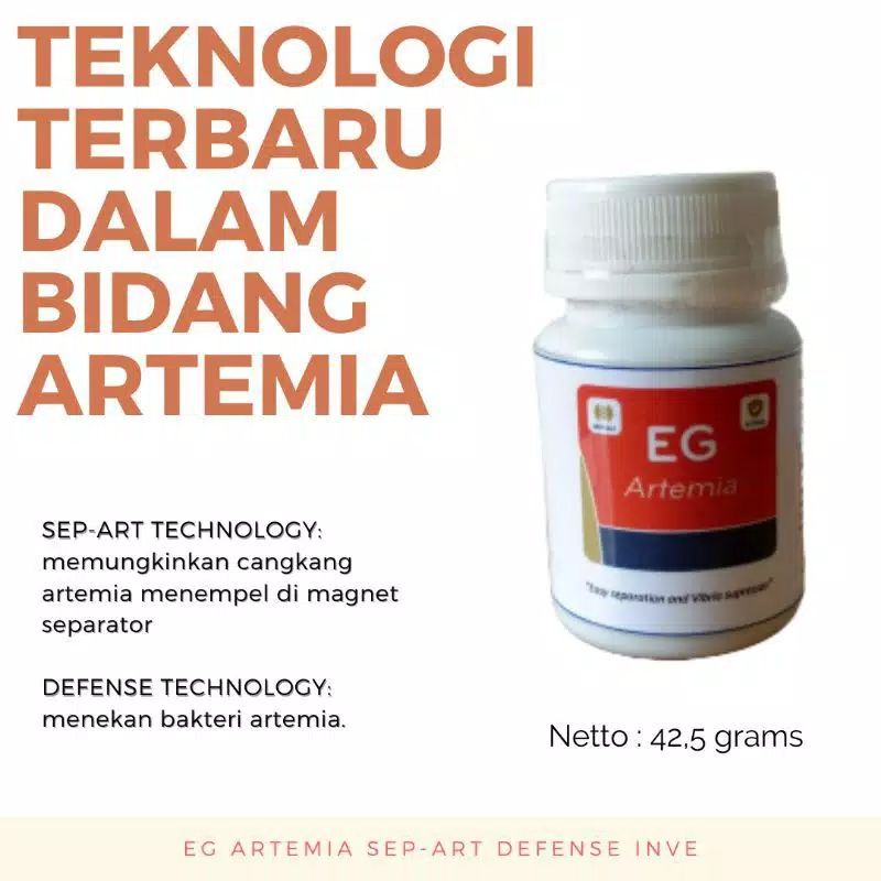 EG artemia 20gr &amp; 42,5gr Sep-art tecnology INVE pakan burayak ikan cupang guppy discus cardinal