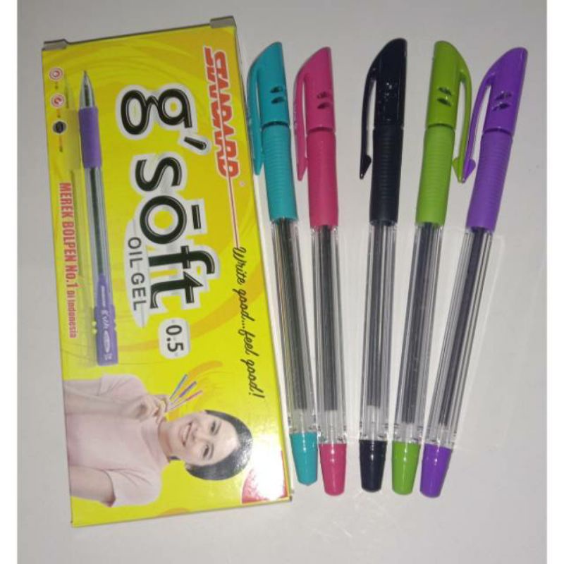 

RK STANDARD Pen Pulpen g'soft Oil Gel 0.5 Isi 12 gsoft 0,5 HITAM Bulpen /