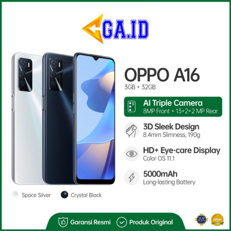 Oppo A16 & A16k Ram 4/64gb Garansi Resmi Oppo Indonesia