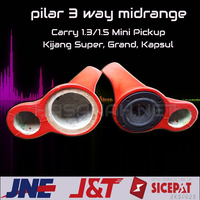 Pilar 3 way Mounting Midrange 3 inch+Tweeter (Kosongan)/Audio Mobil Carry 1.0/1.5 Kijang Super/Grand