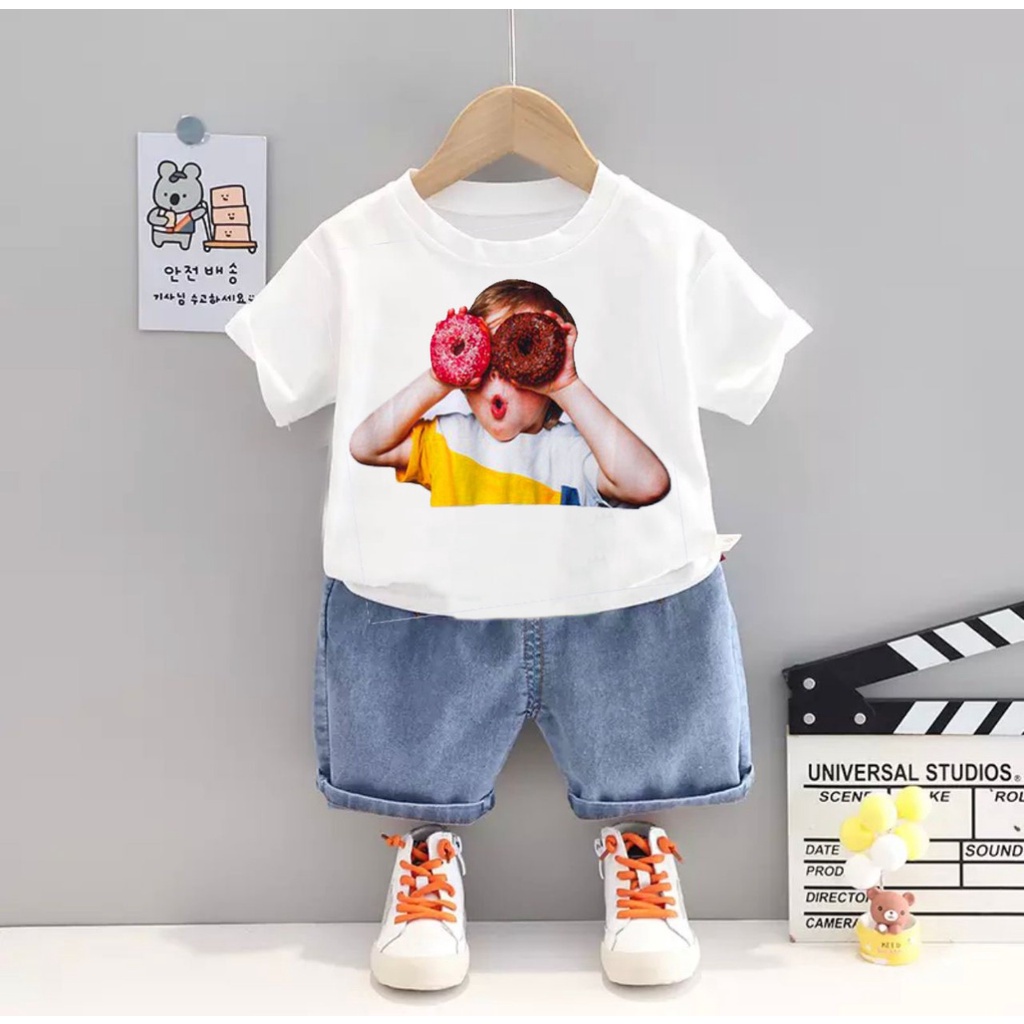 SETELAN ANAK BAJU ANAK FASHION ANAK USIA 1-5 TAHUN / SETELAN ANAK BAJU ANAK FASHION ANAK LAKI LAKI DAN PEREMPUAN MOTIF DONAT DENIM / SETELAN ANAK BAJU ANAK FASHION ANAK SEHARI-HARI / SETELAN ANAK BAJU ANAK FASHION ANAK TERBARU