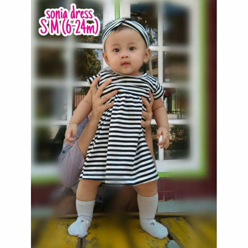 SONIA dress baby 3-24bulan dress bayi free bandana