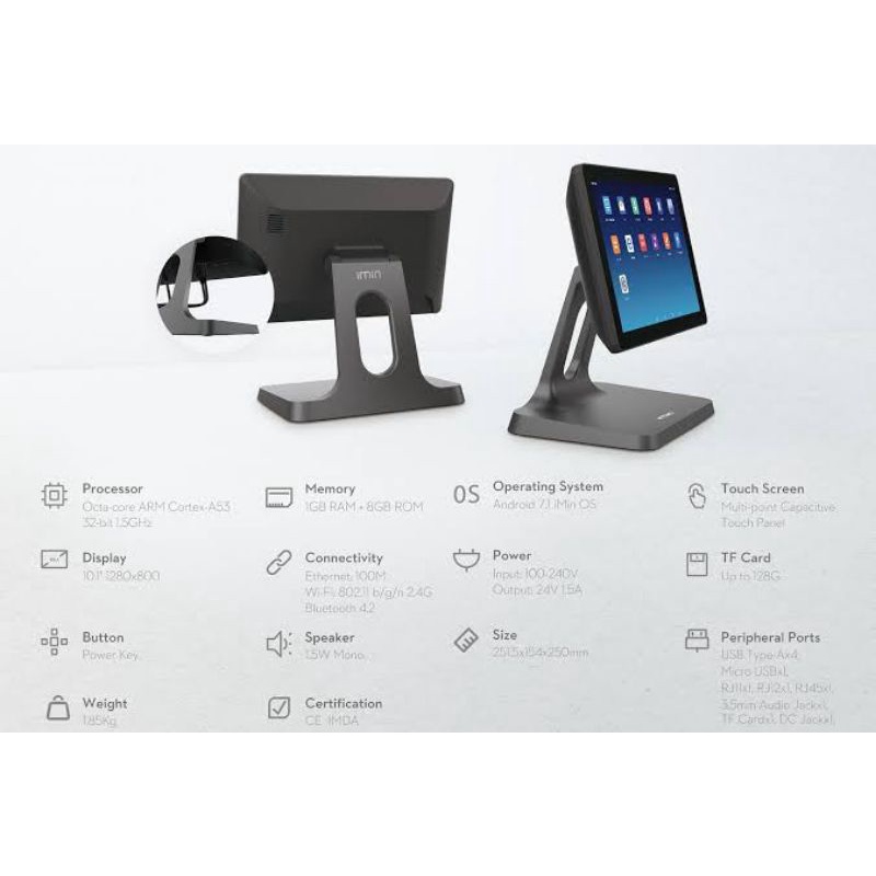 Mesin Kasir iMin D2 402 Android POS Desktop 10.1&quot; 1/8GB