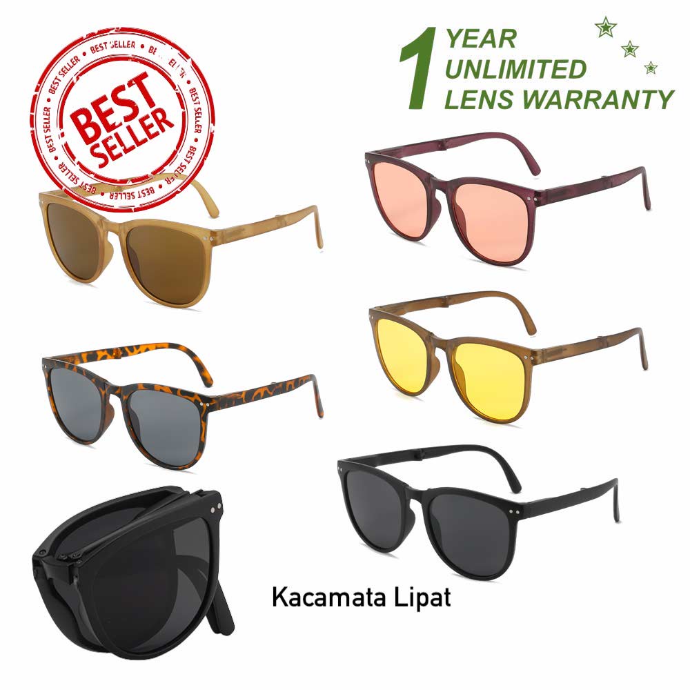 Kacamata Lipat UV400 - Anti Radiasi - Sunglasses Pria &amp; Wanita Korea - HM8092 D ( Group Solo )