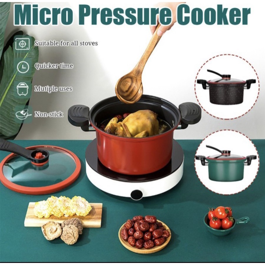 TERLARIS Panci presto Viral 3.5 liter Totipotent PANCI Presto Micro Pressure Pot 22cm PRESSURE COOKER POT - Kuning