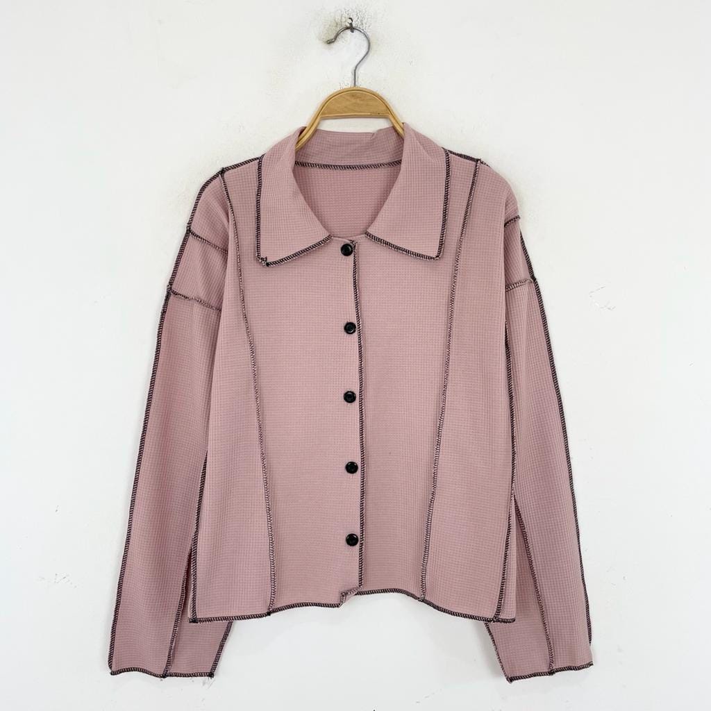 Hanara Top RIB - KEMEJA LONGSLEEVE BUTTON WANITA / Termurah