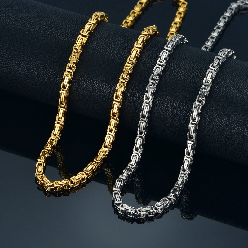 Kalung 925 Silver Gold 18K Bahan Titanium Steel Untuk Pria