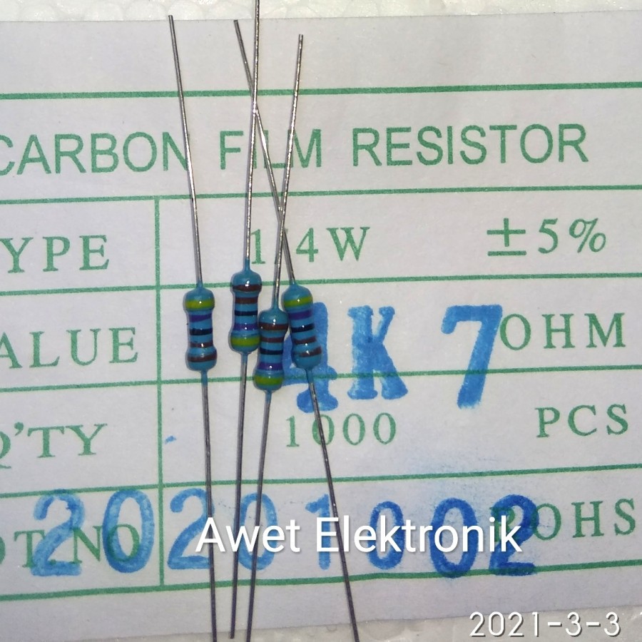 resistor 4k7 ohm 1/4 watt resistor 4k7 1/4w resistor 4K71/4 w
