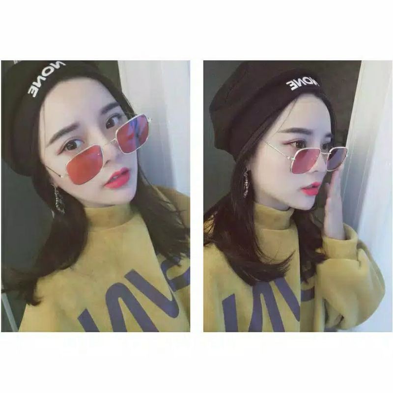 Kacamata Warna Fashion Wanita Pria Style Korea Frame Sunglasses Lensa Gaya (KM-K704)