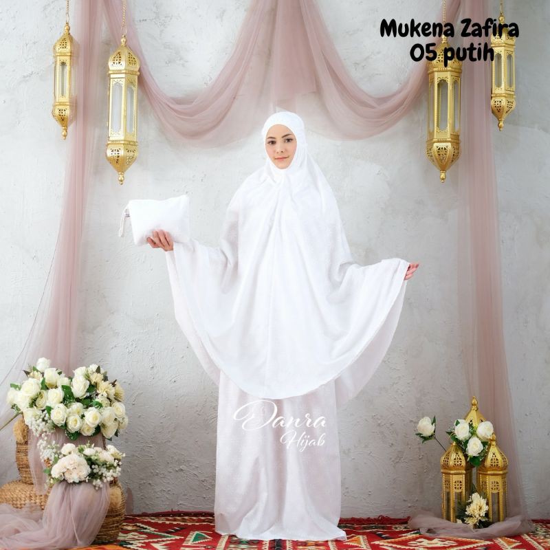 MUKENA DEWASA KATUN JUMBO DANRA HIJAB ZAFIRA 05 PUTIH
