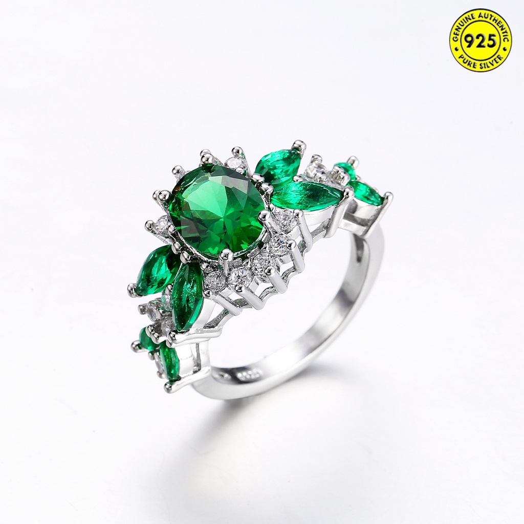 Cincin Berlian Emerald Inlaid