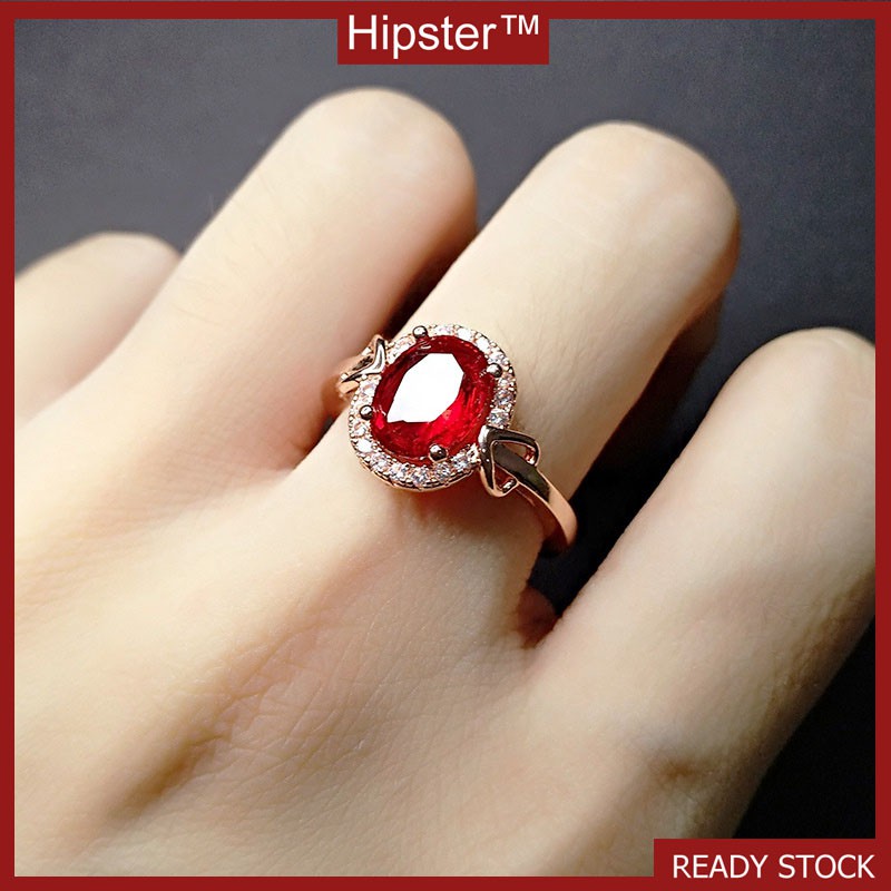 Hot Sale Fashion Trend Inlaid Ruby Rose Gold Ring