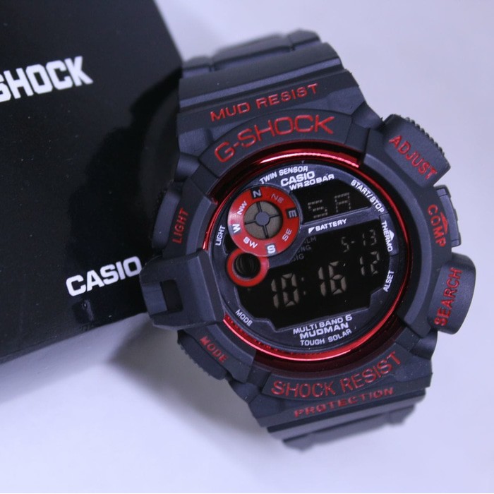 Jam tangan G Shock Mudman Digital Hitam list Merah