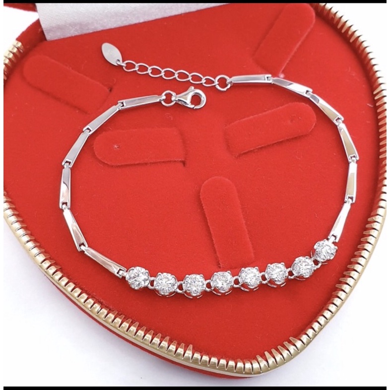 Gelang tangan cewek perak 925 gelang tangan wanita perak 925 lapis emas putih S432