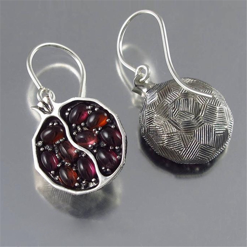 Anting Liontin Buah Delima Warna Silver Untuk Wanita