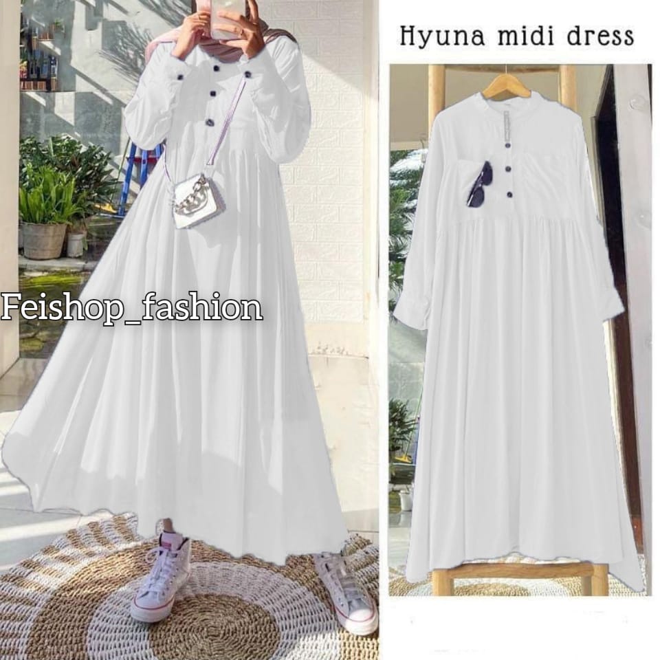 Hyuna Midi Dress l Dress Muslim Wanita Terbaru