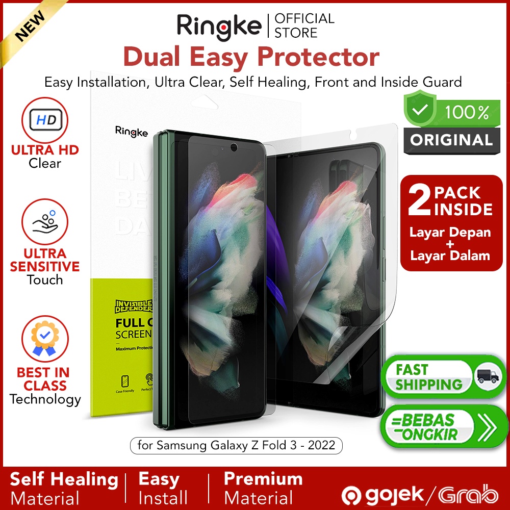 Ringke Anti Gores Samsung Galaxy Z Fold 3 - Invisible Defender Anti Gores Screen Protector Not Tempered Glass