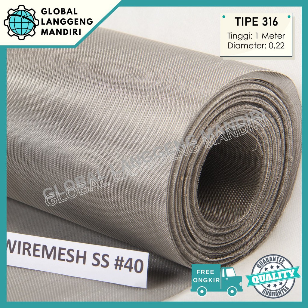 WIRE MESH 40 STAINLESS (316) 1MX1MX0.23MM
