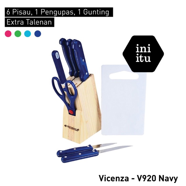 [ Vicenza ] Pisau Set Vicenza V920 - 10 in 1 - Pink, Navy, Baby Blue, Green