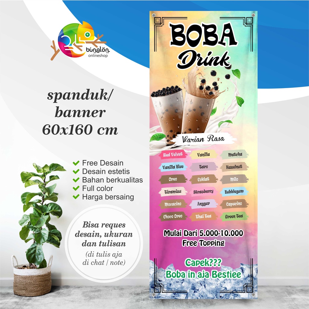 Jual Size 60x160 Cm Spanduk Banner Minuman Boba Shopee Indonesia 8690