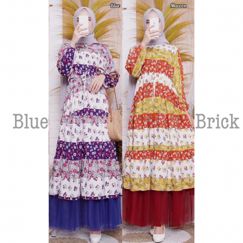 Gamis Tutu Tile / Gamis Wolfis Monalisa / Busui Serut Pinggang / 158-5145